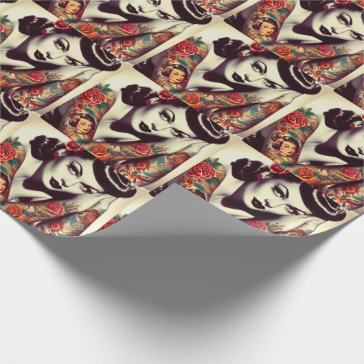 Retro Glam Pin-up Cadeaupapier (Hoek)