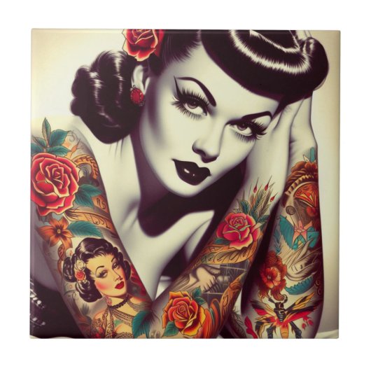 Retro Glam Pin-up Tegeltje (Voorkant)