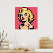 Retro Glam Pop Art - Vintage Blondine Poster (Keuken)