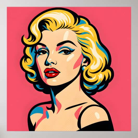 Retro Glam Pop Art - Vintage Blondine Poster (Voorkant)