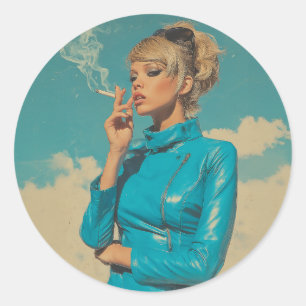 Retro Glam Roken Mode Ronde Sticker
