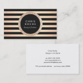 Retro Glam Roos Gold en Black Stripes Visitekaartje (Voorkant / Achterkant)