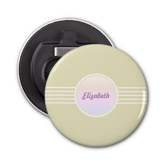 Retro Glam - speciaal vormend goud en opal Button Flesopener (Voorkant)