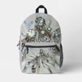Retro Glam  Strass Meisje Vrouwelijk Chic Bedrukte Rugzak (Voorkant)