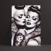 Retro Glam Tattoo Meisjes Briefkaart
