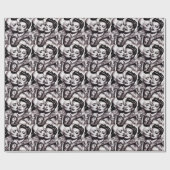 Retro Glam Tattoo Meisjes Cadeaupapier (Vlak)