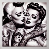 Retro Glam Tattoo Meisjes Poster (Voorkant)