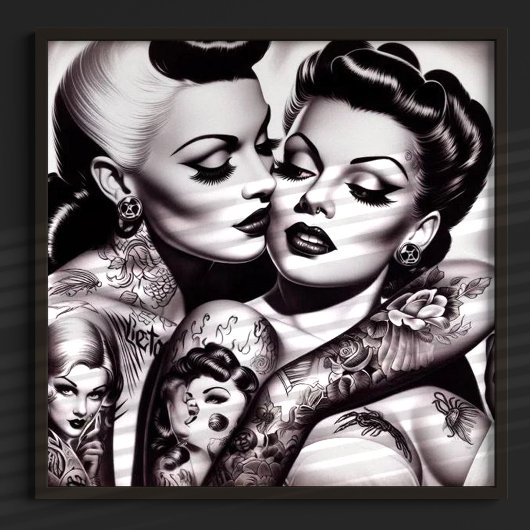 Retro Glam Tattoo Meisjes Poster
