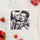 Retro Glam Tattoo Meisjes Servet (Insitu)