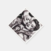 Retro Glam Tattoo Meisjes Servet (Hoek)