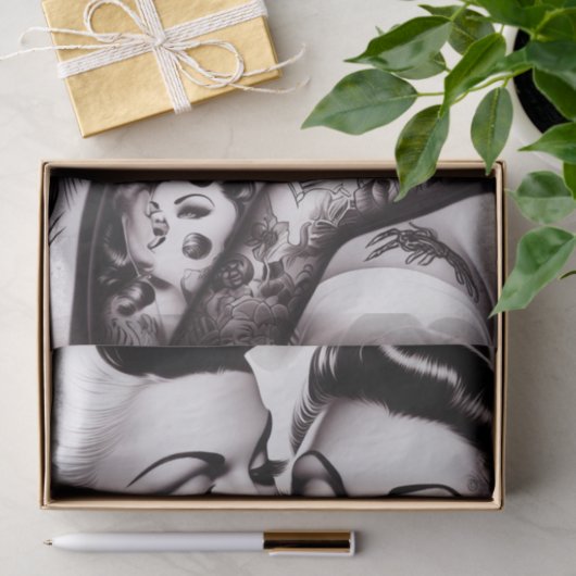 Retro Glam Tattoo Meisjes Tissuepapier (Geschenk)