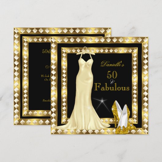 Retro Glamor Hollywood Fabulous 50 Gold Deco 2 Kaart (Voorkant / Achterkant)