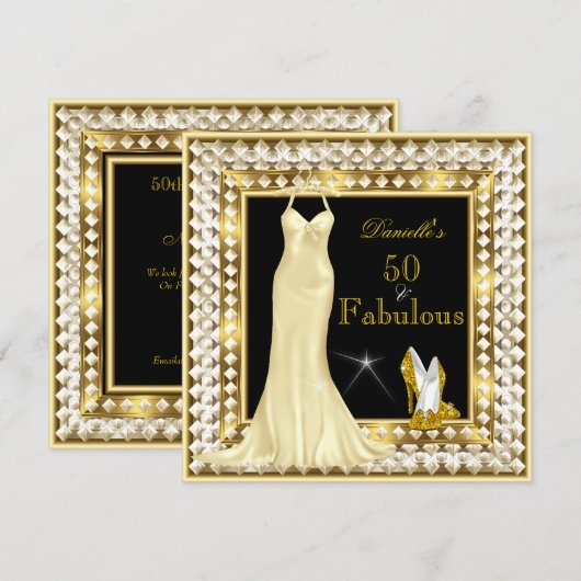 Retro Glamor Hollywood Fabulous 50 Gold Deco Kaart (Voorkant / Achterkant)