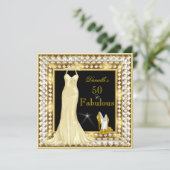 Retro Glamor Hollywood Fabulous 50 Gold Deco Kaart (Staand voorkant)