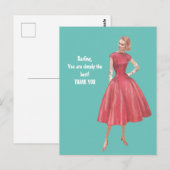 Retro Glamor Woman Dank u Briefkaart (Voorkant / Achterkant)