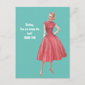 Retro Glamor Woman Dank u Briefkaart