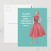 Retro Glamor Woman Sarcastic Birthday Briefkaart (Voorkant / Achterkant)