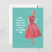 Retro Glamor Woman Sarcastic Get Well Briefkaart (Voorkant / Achterkant)