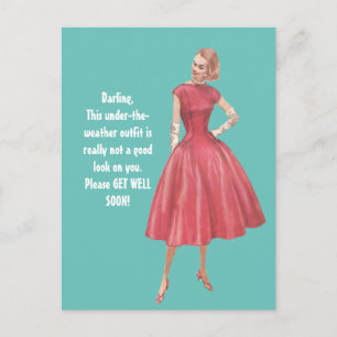 Retro Glamor Woman Sarcastic Get Well Briefkaart