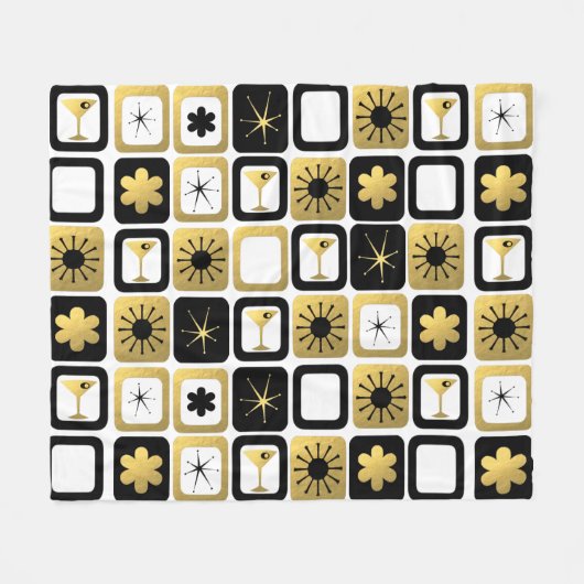 Retro Glamorous Gold Fleece Blanket Deken (Voorkant (Horizontaal))