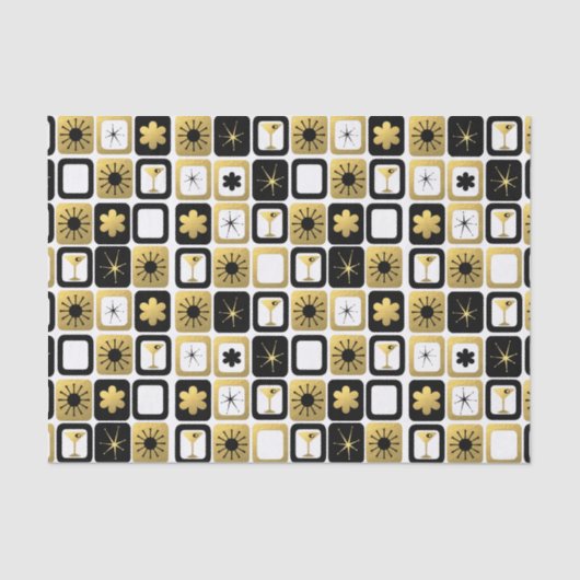 Retro Glamorous Gold Tissue Paper Tissuepapier (Voorkant)