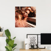  retro glamour art deco vrouw poster (Thuiskantoor)