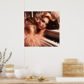  retro glamour art deco vrouw poster (Keuken)