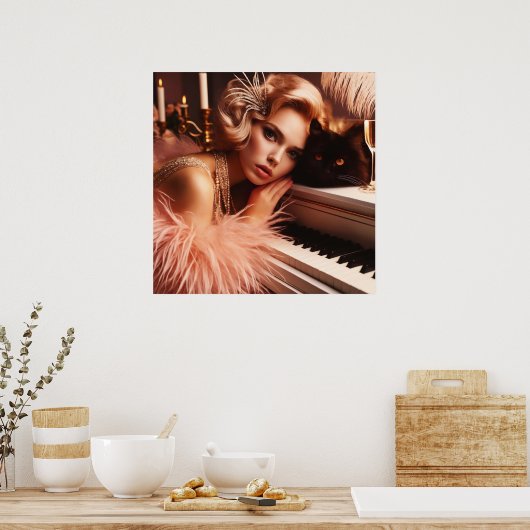  retro glamour art deco vrouw poster (Keuken)