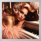 retro glamour art deco vrouw poster (Voorkant)