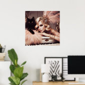  retro glamour art deco vrouw poster (Thuiskantoor)