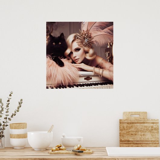 retro glamour art deco vrouw poster (Keuken)