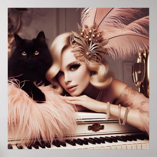  retro glamour art deco vrouw poster (Voorkant)