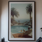 Retro Glamour: Cocktails aan het zwembad in Los An Poster