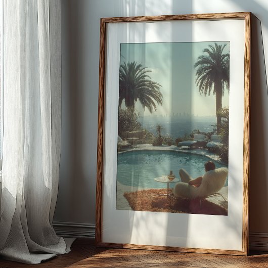 Retro Glamour: Cocktails aan het zwembad in Los An Poster