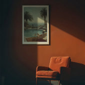 Retro Glamour: Cocktails aan het zwembad in Los An Poster