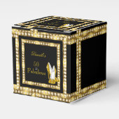 Retro Glamour Hollywood Fabulous 50 Gold Deco Box Bedankdoosjes (Voorkant Zijde)