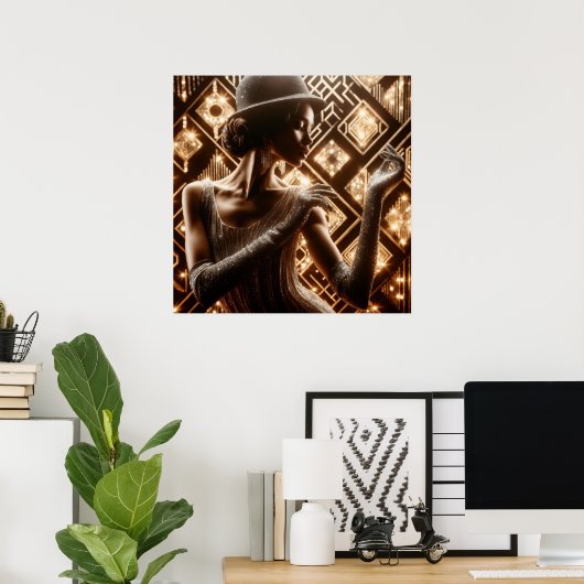 retro glamour jazz vrouw poster (Thuiskantoor)