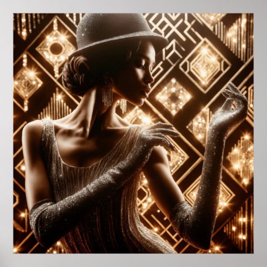  retro glamour jazz vrouw poster (Voorkant)