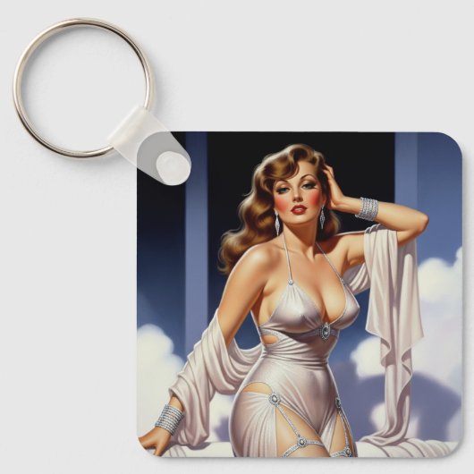 Retro glamour meisje 40's sleutelhanger (Voorkant)