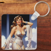 Retro glamour meisje 40's sleutelhanger (Achterkant)