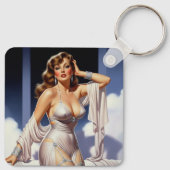 Retro glamour meisje 40's sleutelhanger (Achterkant)