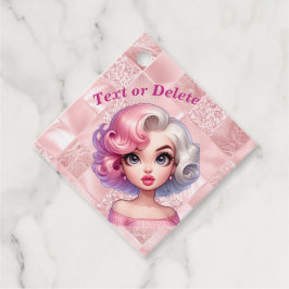 Retro Glamour Meisje Animatie Schattigee Cartoon B Bedankjes Labels