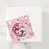 Retro Glamour Meisje Animatie Schattigee Cartoon B Bedankjes Labels (In situ)