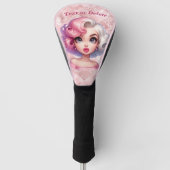 Retro Glamour Meisje Animatie Schattigee Cartoon B Golfheadcover (Voorkant)