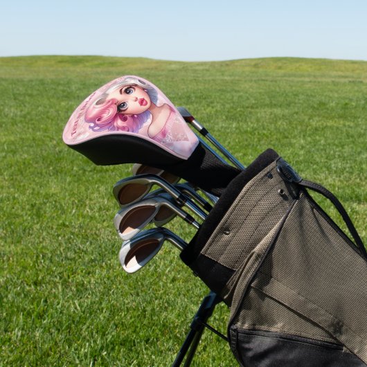 Retro Glamour Meisje Animatie Schattigee Cartoon B Golfheadcover (Insitu)