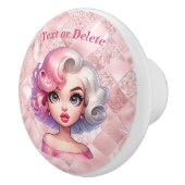 Retro Glamour Meisje Animatie Schattigee Cartoon B Keramische Knop (Rechts)