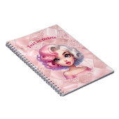 Retro Glamour Meisje Animatie Schattigee Cartoon B Notitieboek (Rechterzijde)