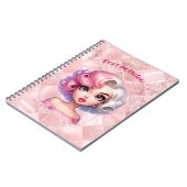 Retro Glamour Meisje Animatie Schattigee Cartoon B Notitieboek (Linkerzijde)