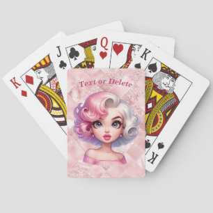 Retro Glamour Meisje Geanimeerd Aardig Cartoon Sch Pokerkaarten