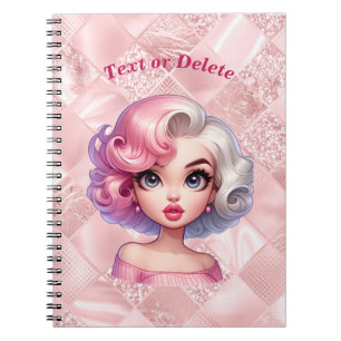 Retro Glamour Meisje Geanimeerd Schattig Cartoon S Notitieboek